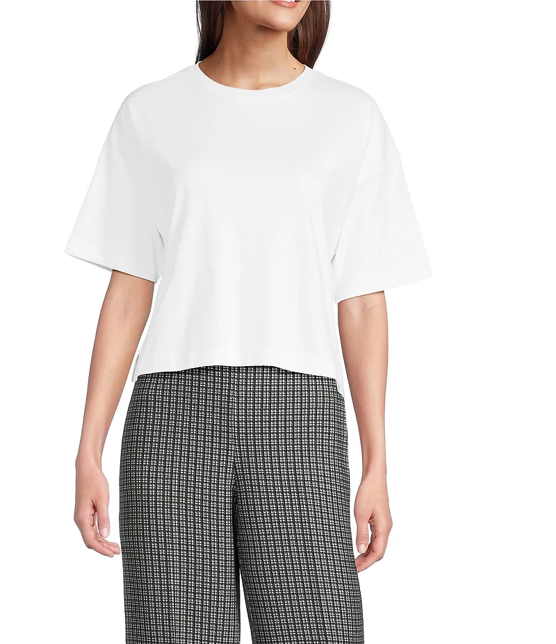 Spanx Knit Short Sleeve Crew Neckline Cotton Boxy T-Shirt