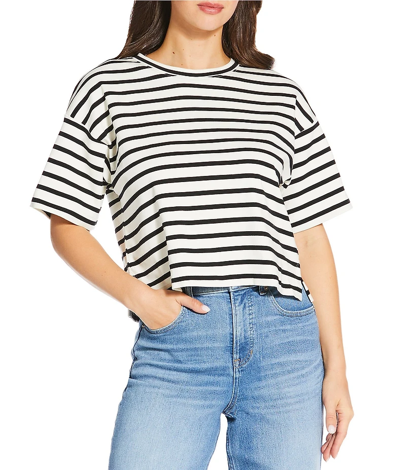 Spanx Knit Short Sleeve Stripe Boxy T-Shirt
