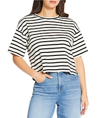 Spanx Knit Short Sleeve Stripe Boxy T-Shirt