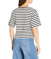 Spanx Knit Short Sleeve Stripe Boxy T-Shirt