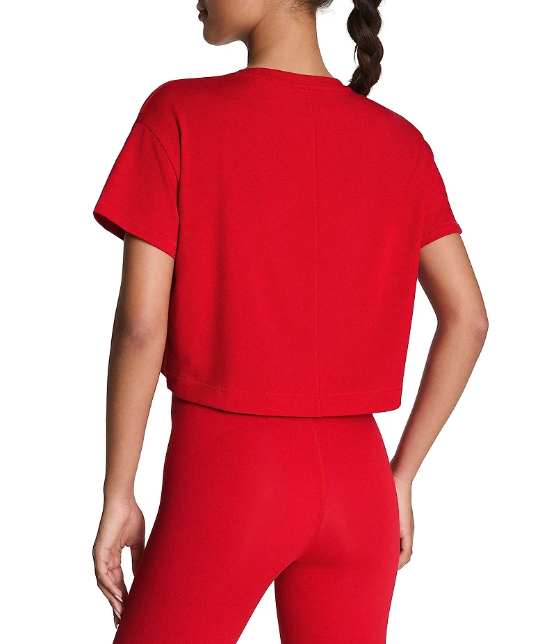 Spanx Outpace Stretch Crew Neck Short Sleeve Cropped Tee