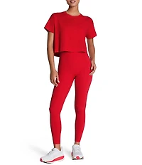 Spanx Outpace Stretch Crew Neck Short Sleeve Cropped Tee