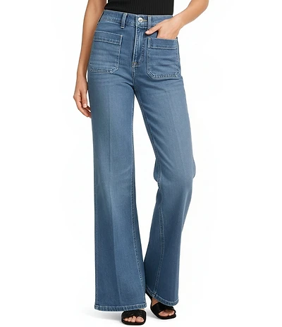 Spanx Patch Pocket High Rise Wide Leg Denim Jeans