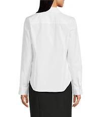 Spanx Poplin No-Gape Tailored Long Sleeve Point Collar Button Down Top