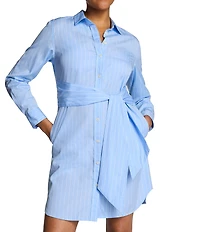 SPANX® Poplin Relaxed Fit Tie Front Shirt Dress