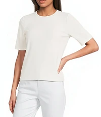 Spanx Ribbed Knit Crew Neck Short Sleeve Tee