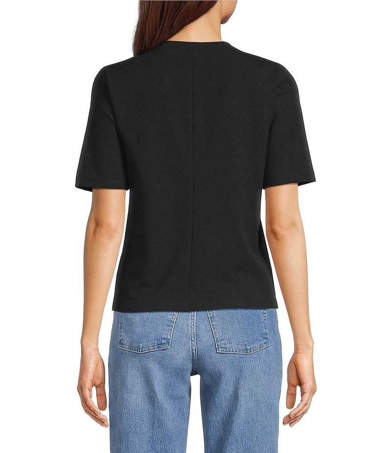 Spanx Ribbed Knit Crew Neck Short Sleeve Tee