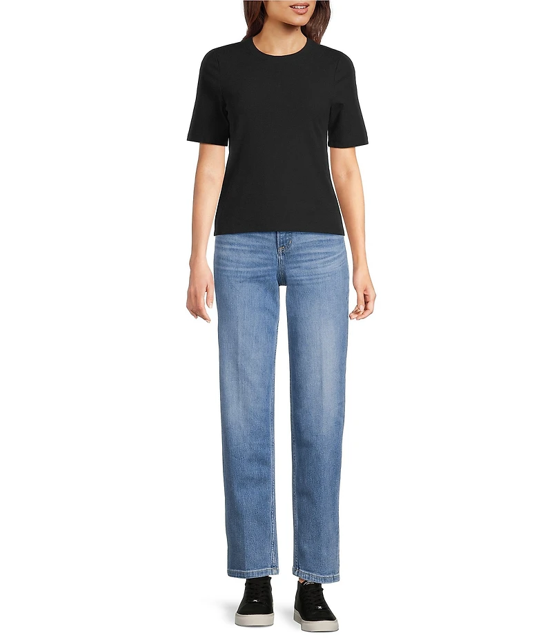 Spanx Ribbed Knit Crew Neck Short Sleeve Tee