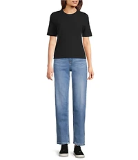 Spanx Ribbed Knit Crew Neck Short Sleeve Tee