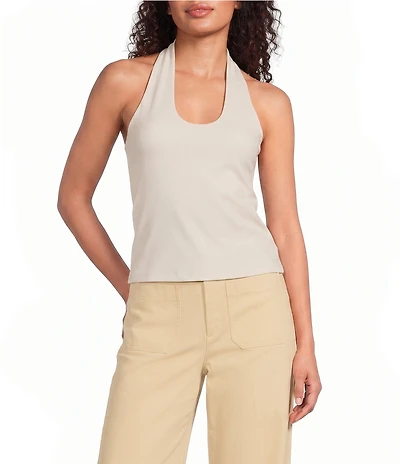 Spanx Ribbed Knit Halter Sleeveless Tank Top