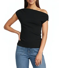 Spanx Ribbed Knit Off-The-Shoulder Ruched Top