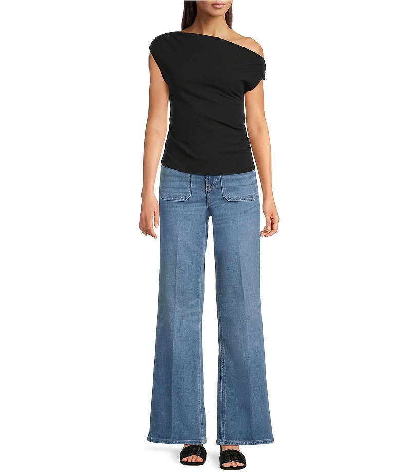 Spanx Ribbed Knit Off-The-Shoulder Ruched Top