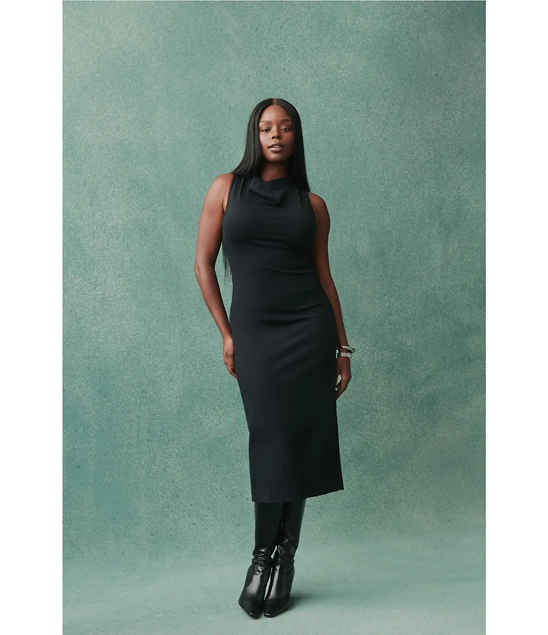 Spanx Sleeveless Ponte Mock Neck Sleeveless Midi Dress