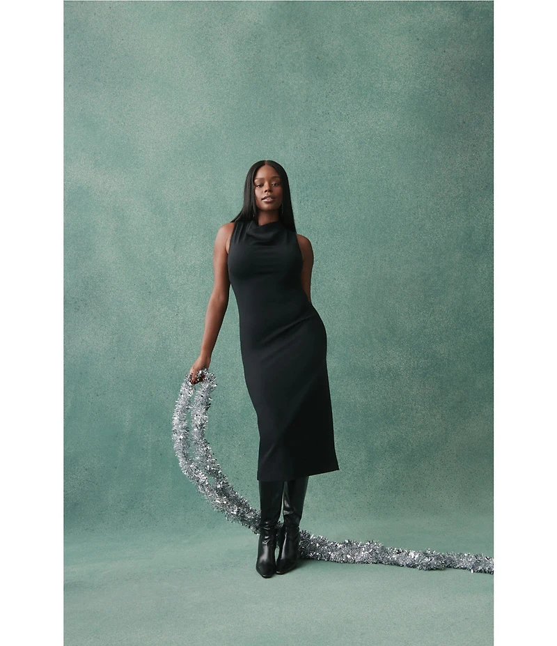 Spanx Sleeveless Ponte Mock Neck Sleeveless Midi Dress