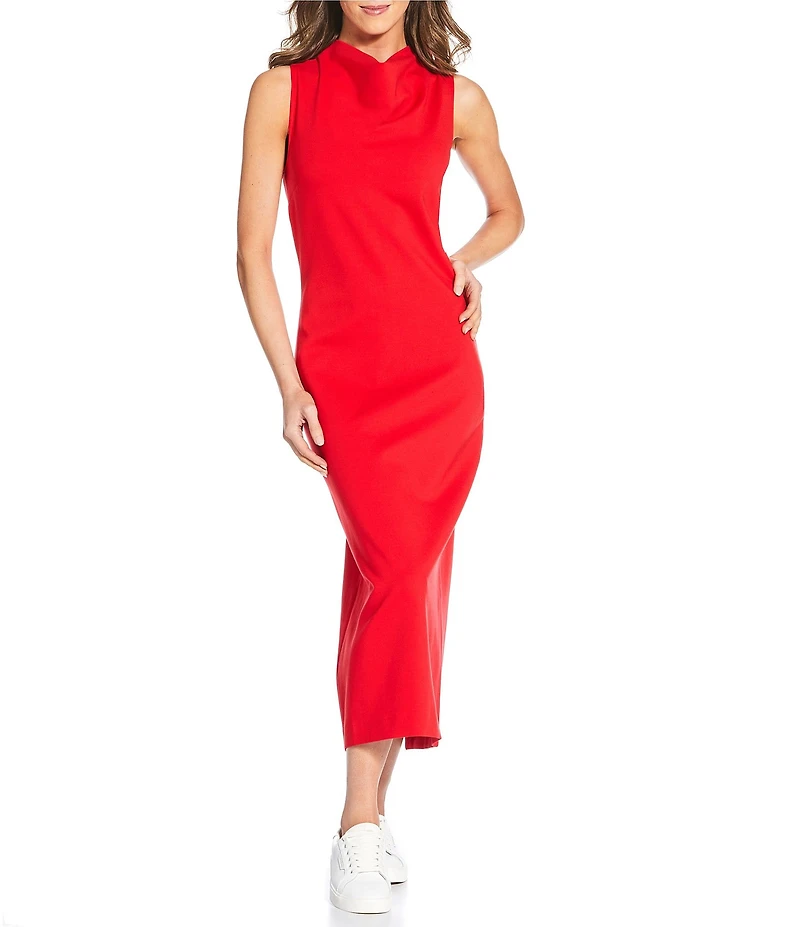 Spanx Sleeveless Ponte Mock Neck Sleeveless Midi Dress