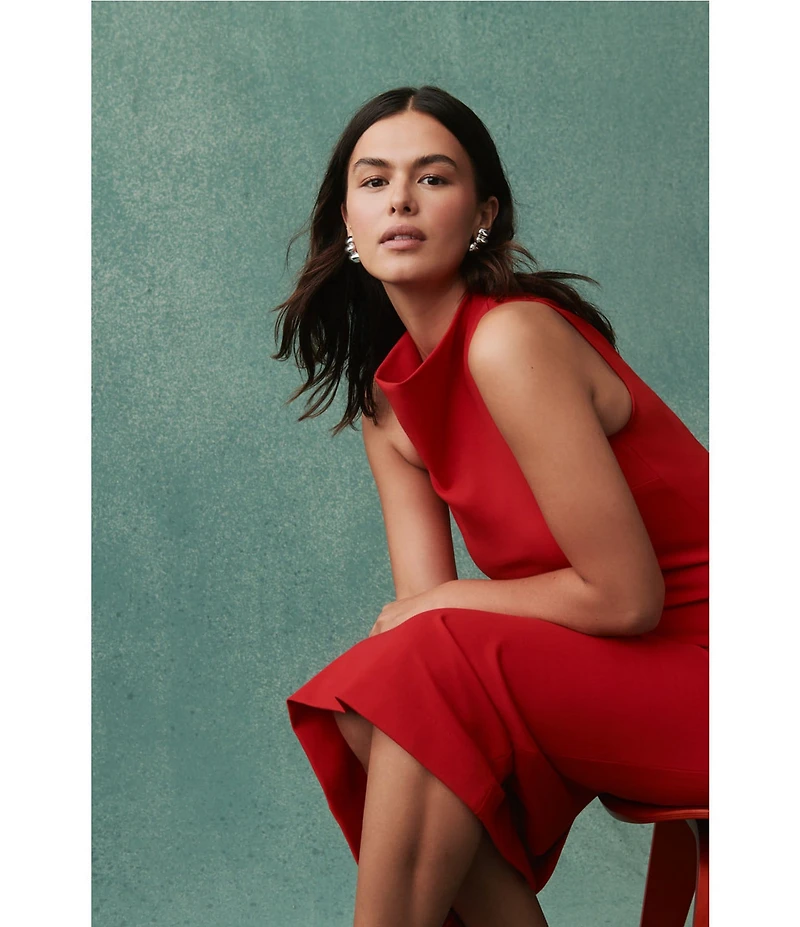 Spanx Sleeveless Ponte Mock Neck Sleeveless Midi Dress