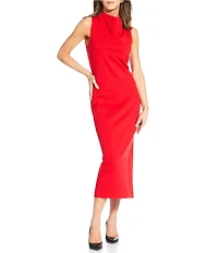 Spanx Sleeveless Ponte Mock Neck Sleeveless Midi Dress
