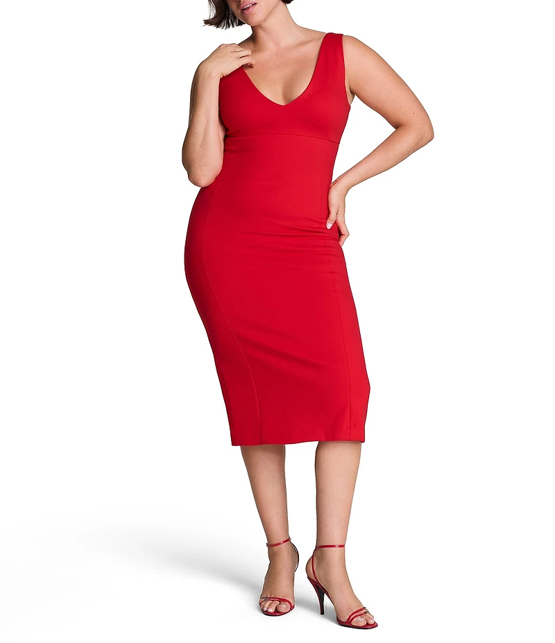 Spanx Sleeveless V-Neckline Ponte Midi Dress