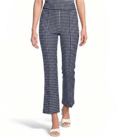 Spanx SPANXsupersmooth PerfectFit Coordinating Gingham Ponte High Rise Kick Flare Cropped Pants