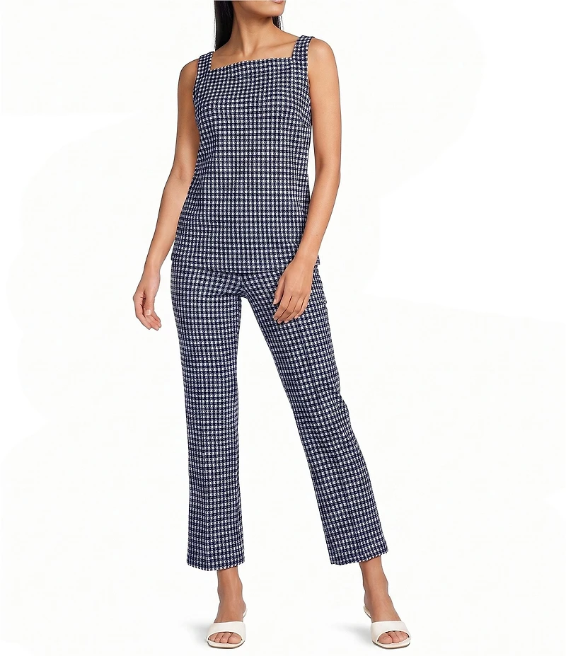 Spanx SPANXsupersmooth PerfectFit Coordinating Gingham Ponte High Rise Kick Flare Cropped Pants