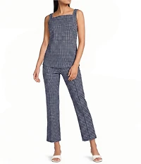 Spanx SPANXsupersmooth PerfectFit Coordinating Gingham Ponte High Rise Kick Flare Cropped Pants