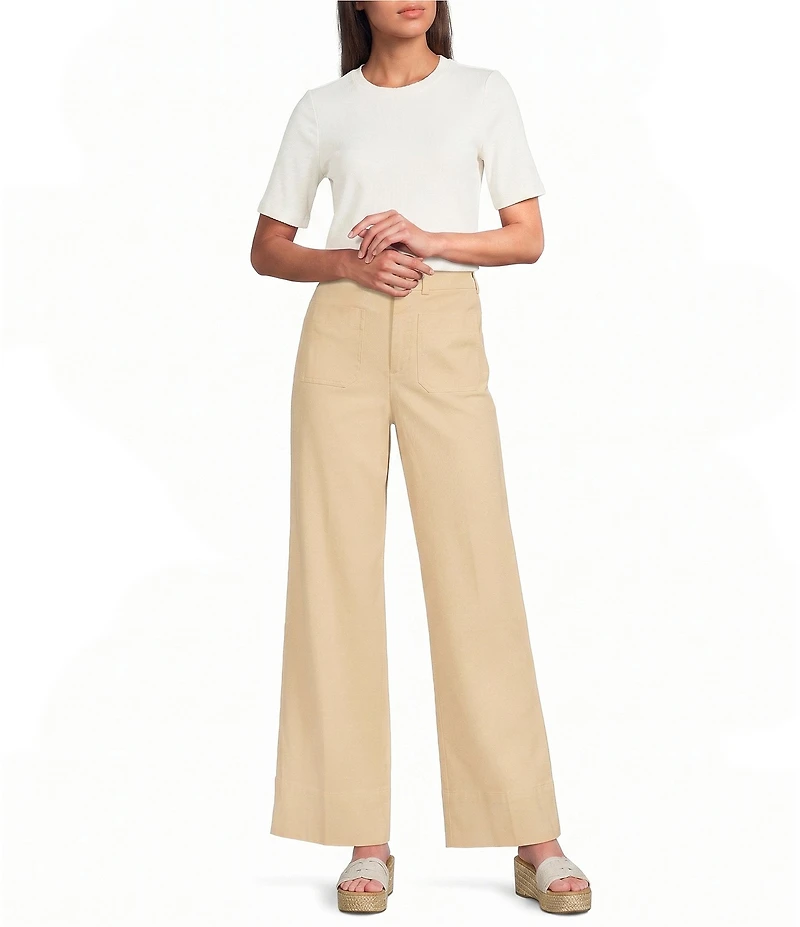 Spanx SPANXsupersmooth Stretch Twill High Rise Wide Leg Patch Pocket Pants