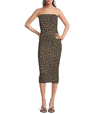 Spanx Strapless Leopard Ponte Midi Dress