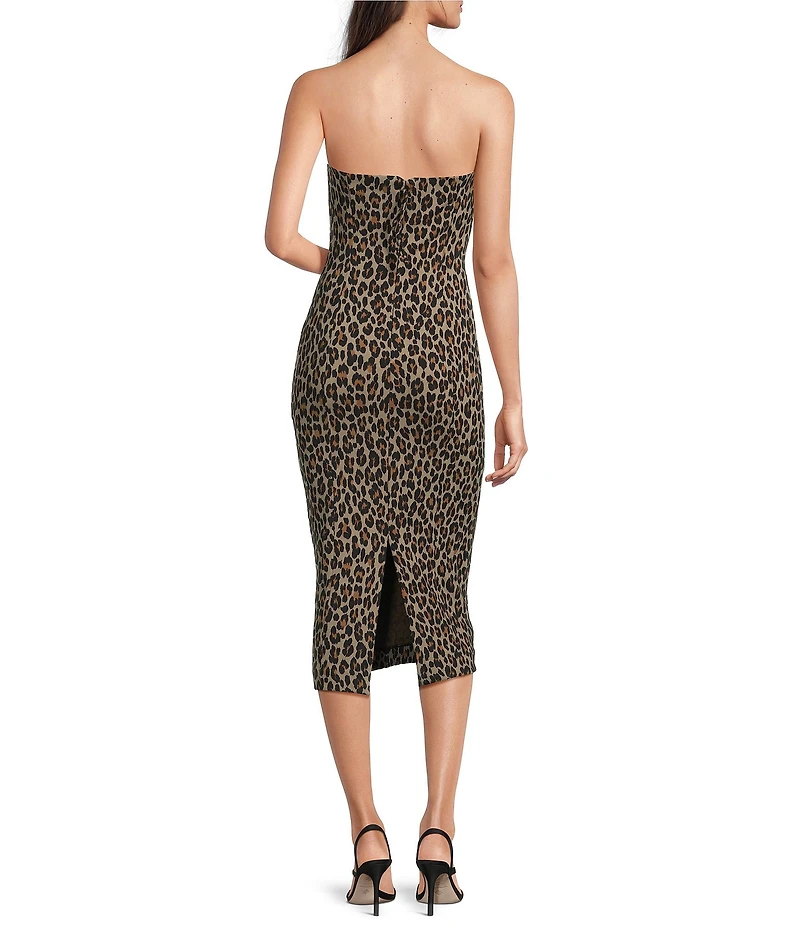 Spanx Strapless Leopard Ponte Midi Dress