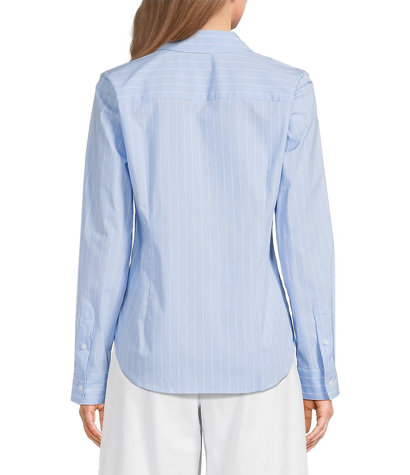 Spanx Stripe Poplin No-Gape Tailored Button Down Top