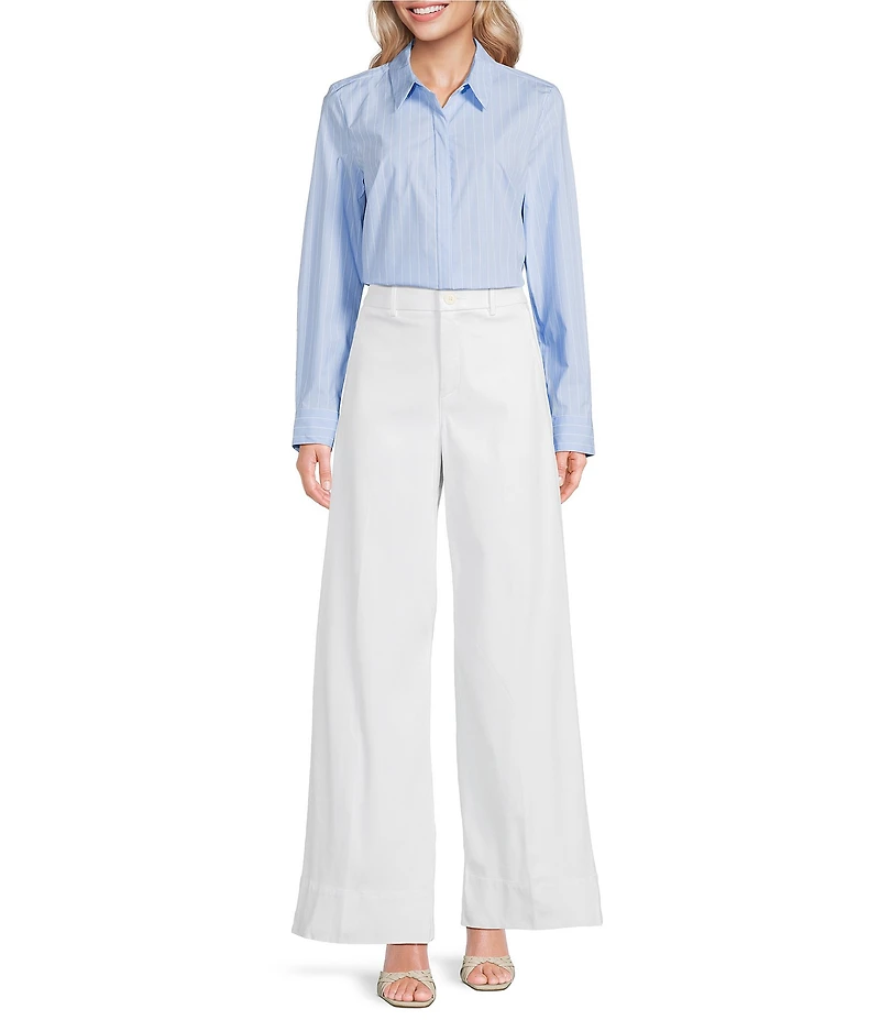 Spanx Stripe Poplin No-Gape Tailored Button Down Top