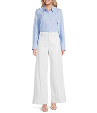 Spanx Stripe Poplin No-Gape Tailored Button Down Top