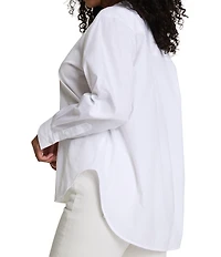 Spanx Woven Long Sleeve Poplin Button Front Top