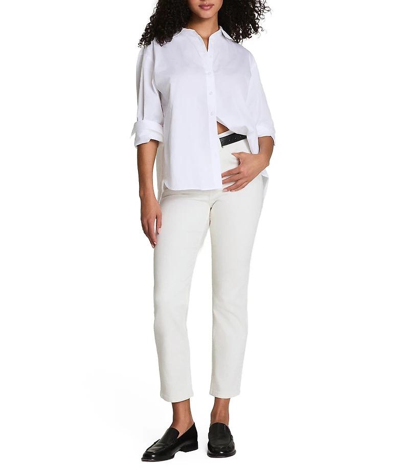 Spanx Woven Long Sleeve Poplin Button Front Top