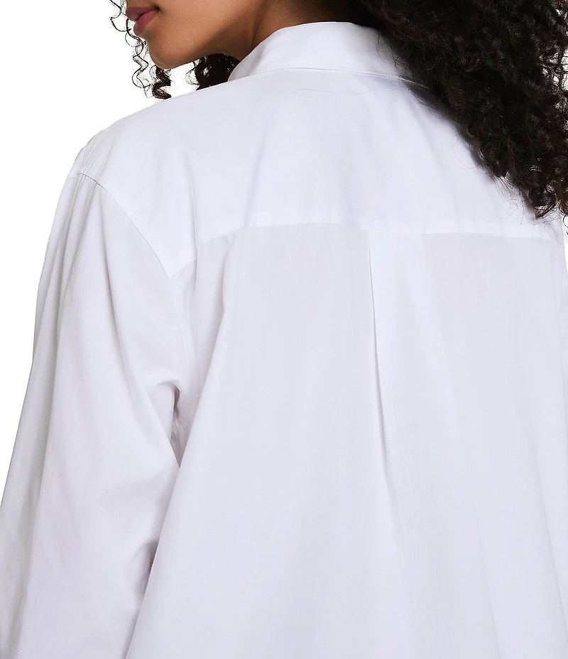 Spanx Woven Long Sleeve Poplin Button Front Top