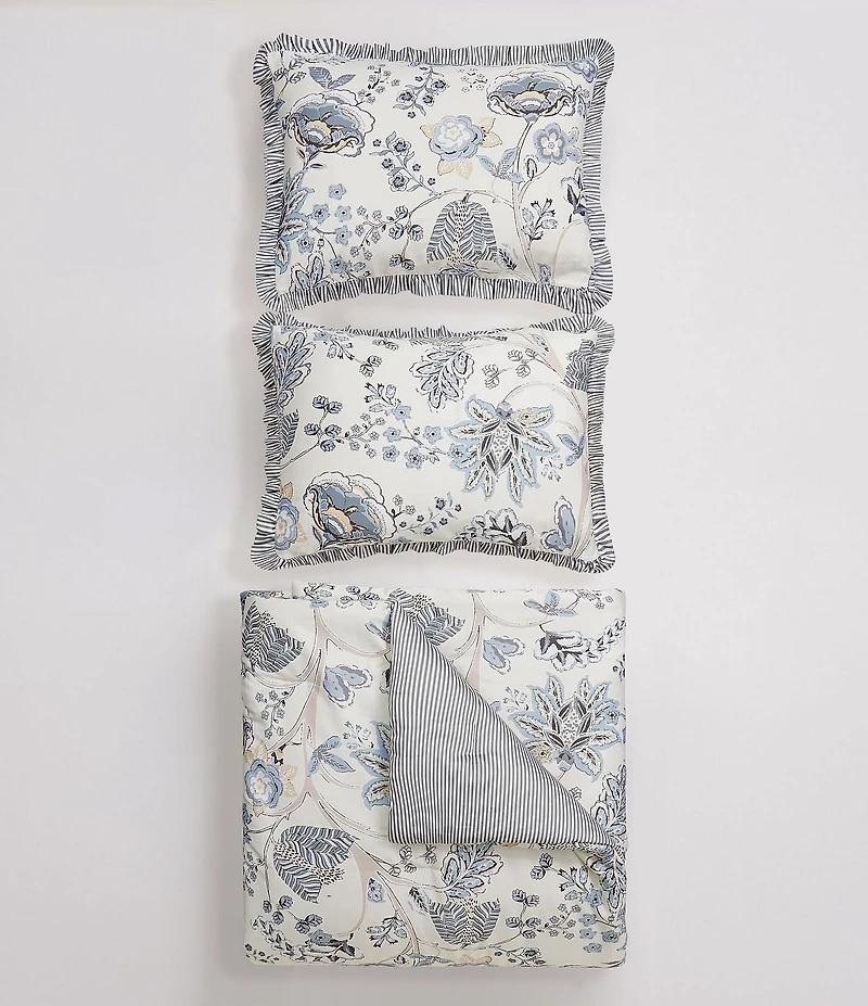 Spartina 449 Jonas Hundred Jacobean Floral Mini Reversible Comforter Set