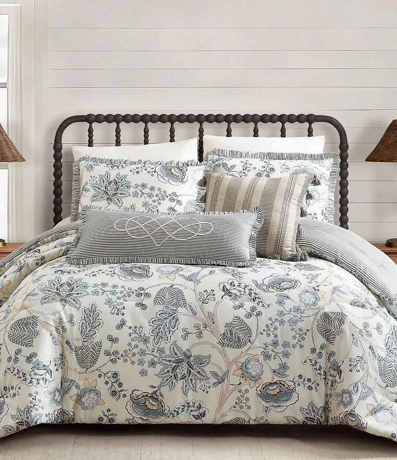 Spartina 449 Jonas Hundred Jacobean Floral Mini Reversible Comforter Set
