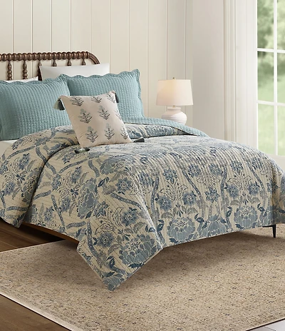 Spartina 449 Mystic Moss Damask Cotton Reversible Quilt Mini Set