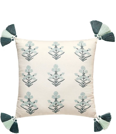 Spartina 449 Mystic Moss Tassel Embroidered Accent Pillow