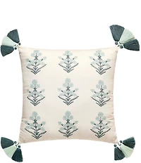 Spartina 449 Mystic Moss Tassel Embroidered Accent Pillow