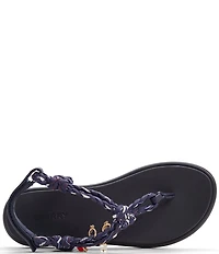 Sperry Isla Nautical Print Rope Charm Ornamented T-Bar Ankle Wrap Sandals