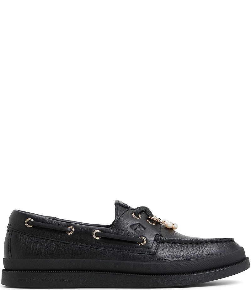 Sperry Women's AO 2-Eye Mudguard Pearl Charm Ornamented Boat Shoes