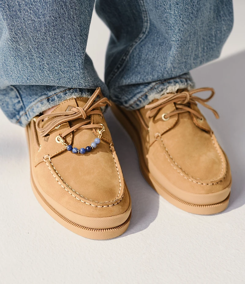 Sperry Women's AO 2-Eye Nubuck Mudguard Charm Ornament Boat Shoes
