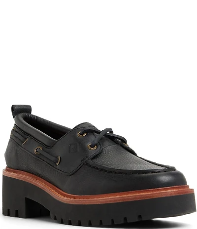 Sperry Women's Authentic Original 2-Eye Boat Lug Leather Block Heel Platform Boat Shoes
