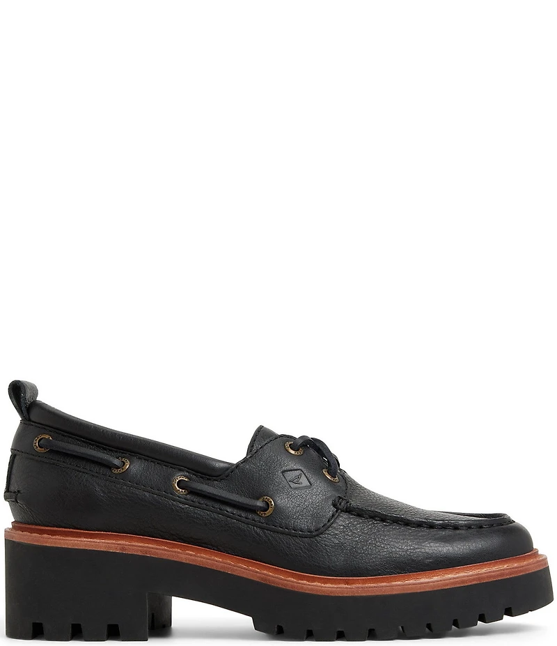 Sperry Women's Authentic Original 2-Eye Boat Lug Leather Block Heel Platform Boat Shoes