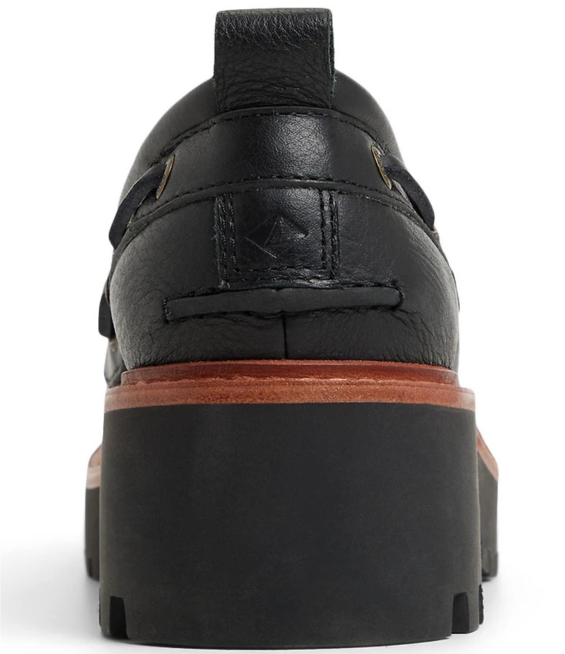 Sperry Women's Authentic Original 2-Eye Boat Lug Leather Block Heel Platform Boat Shoes