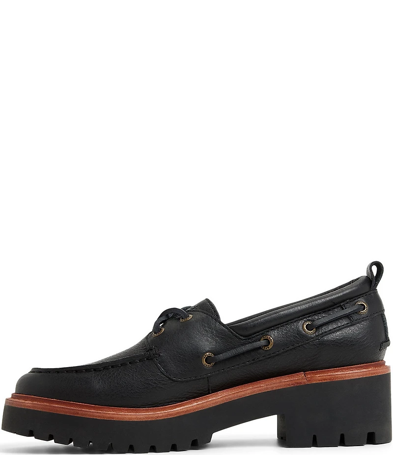 Sperry Women's Authentic Original 2-Eye Boat Lug Leather Block Heel Platform Boat Shoes