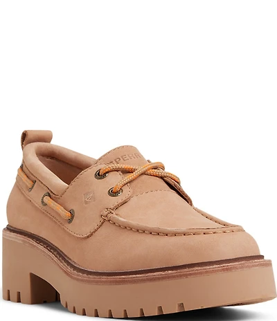 Sperry Women's Authentic Original 2-Eye Nubuck Suede Block Heel Platform Boat Shoes