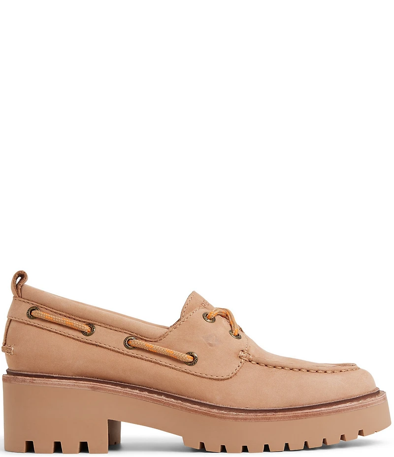 Sperry Women's Authentic Original 2-Eye Nubuck Suede Block Heel Platform Boat Shoes
