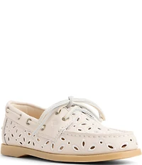 Sperry Women's Authentic Original Leather Embroidered Perforated Boat Shoes