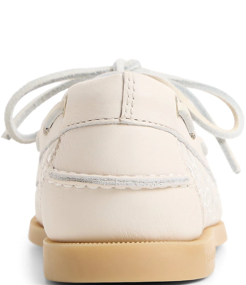 Sperry Women's Authentic Original Leather Embroidered Perforated Boat Shoes